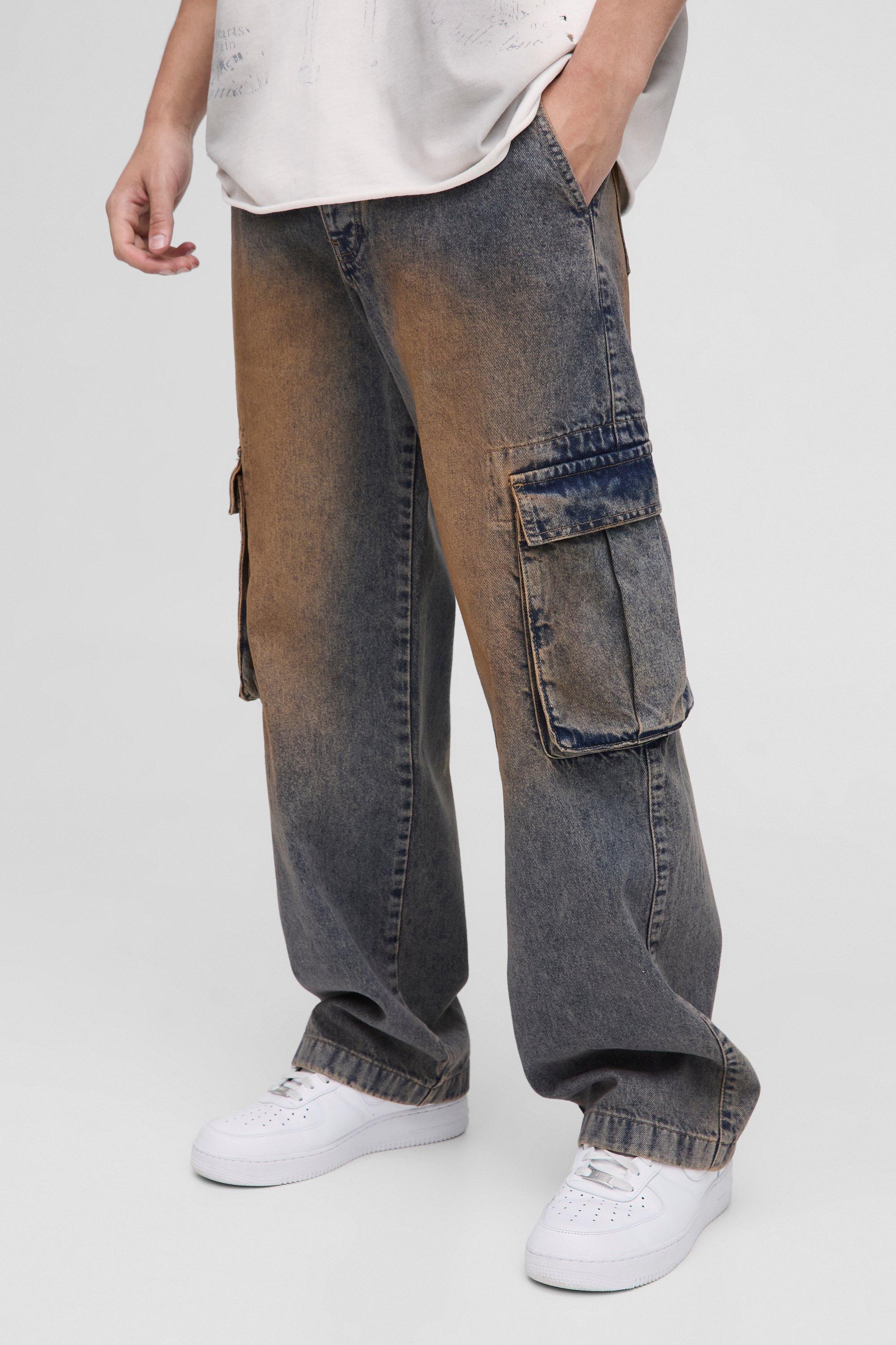 Boohoo Gebleekte Baggy Vintage Cargo Jeans, Vintage Wash