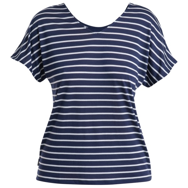 Icebreaker - Women's Drayden Reversible S/S Top Stripe - Merinoshirt, blauw