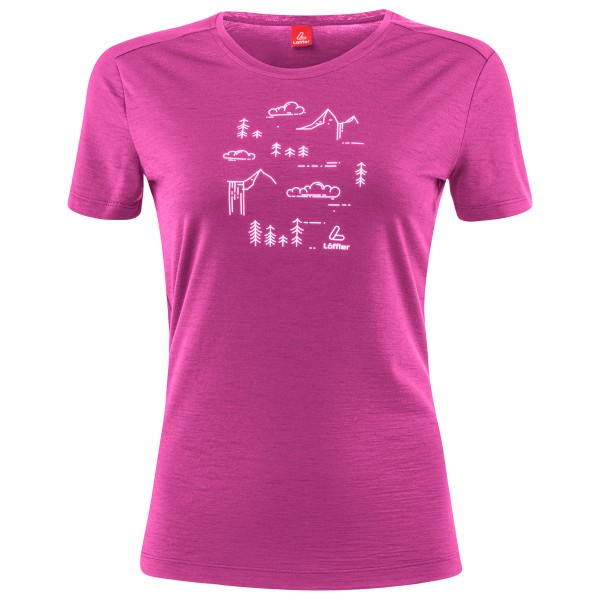 Löffler - Women's Printshirt Nature Merino Light - Merinoshirt, purper