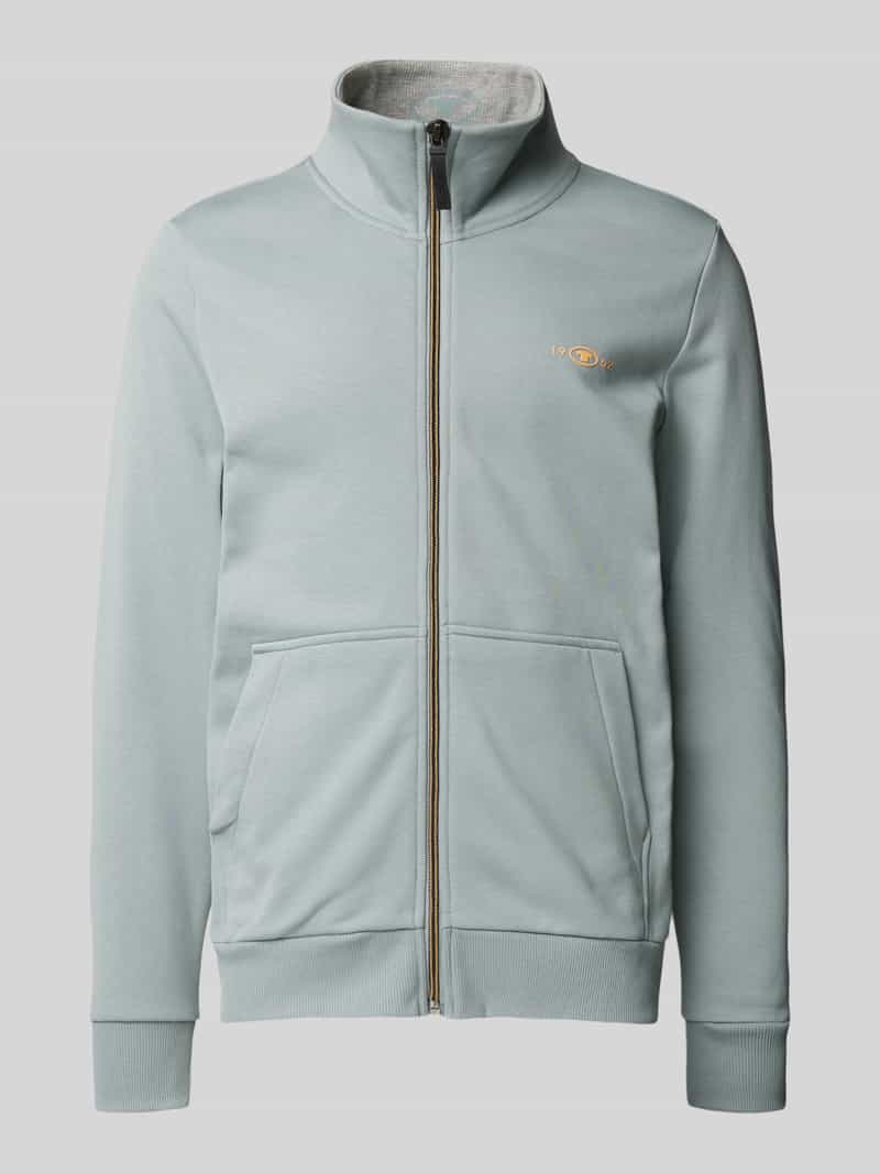Tom Tailor Regular fit sweatjack met opstaande kraag en rubberen logoprint