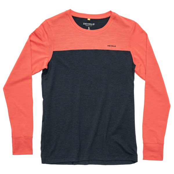 Devold - Women's Classic Linear L/S - Merinoshirt, blauw/rood