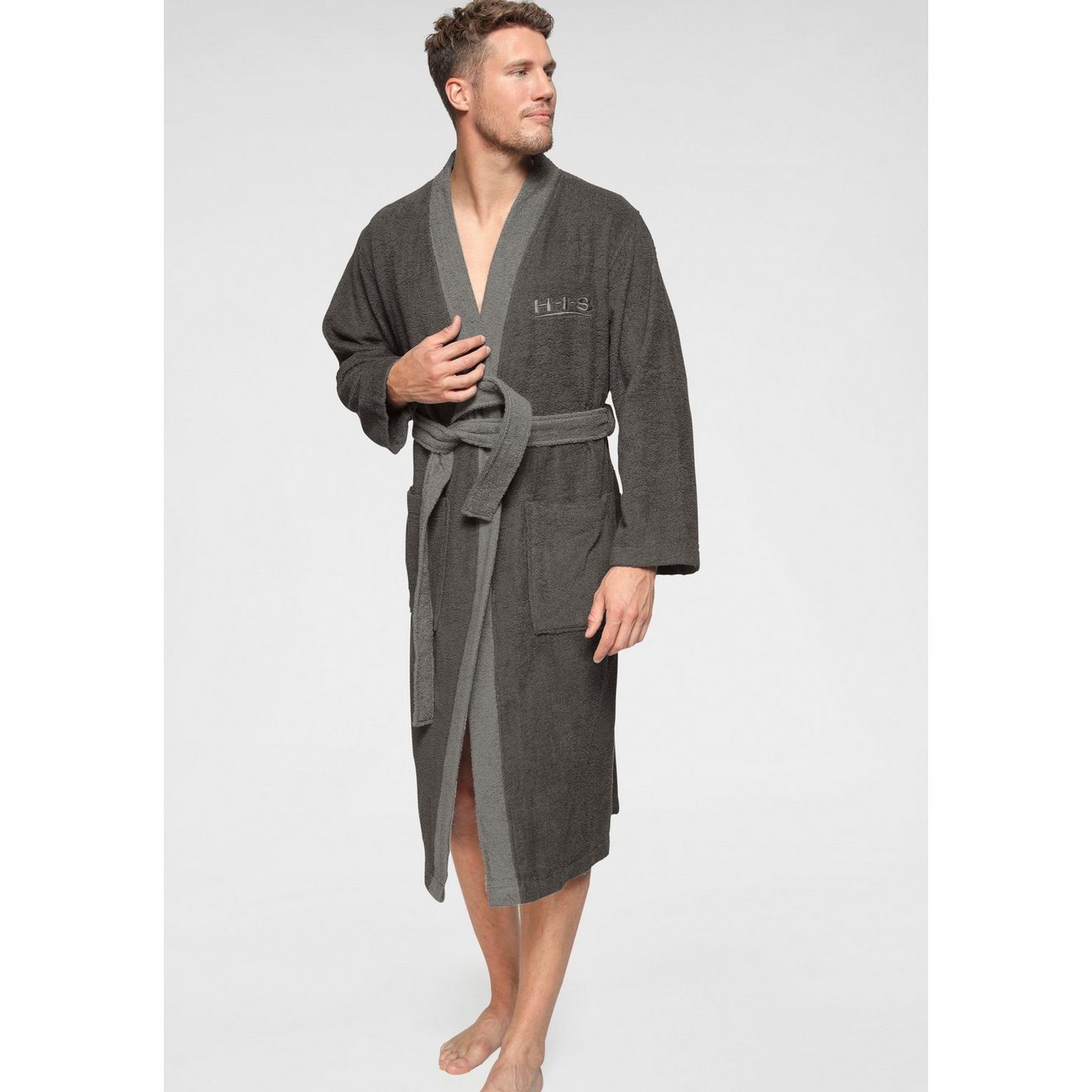 H.I.S Uniseks badjas Hannes, ideaal voor sauna & spa, hotelbadjas, ochtendjas (1 stuk)