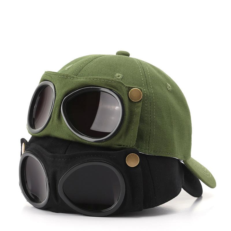 Xiao Xiao Fashion Zone Casual Heren en Dames hoed Mode Katoenen Piloten hoed met Zonnebril hoed Sport hoed Brillen Pet one average size zwart