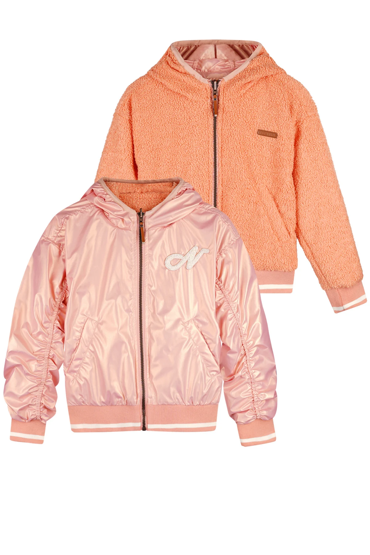NoNo Zomer reversibel zomerjas meisjes koraal capuchon beau