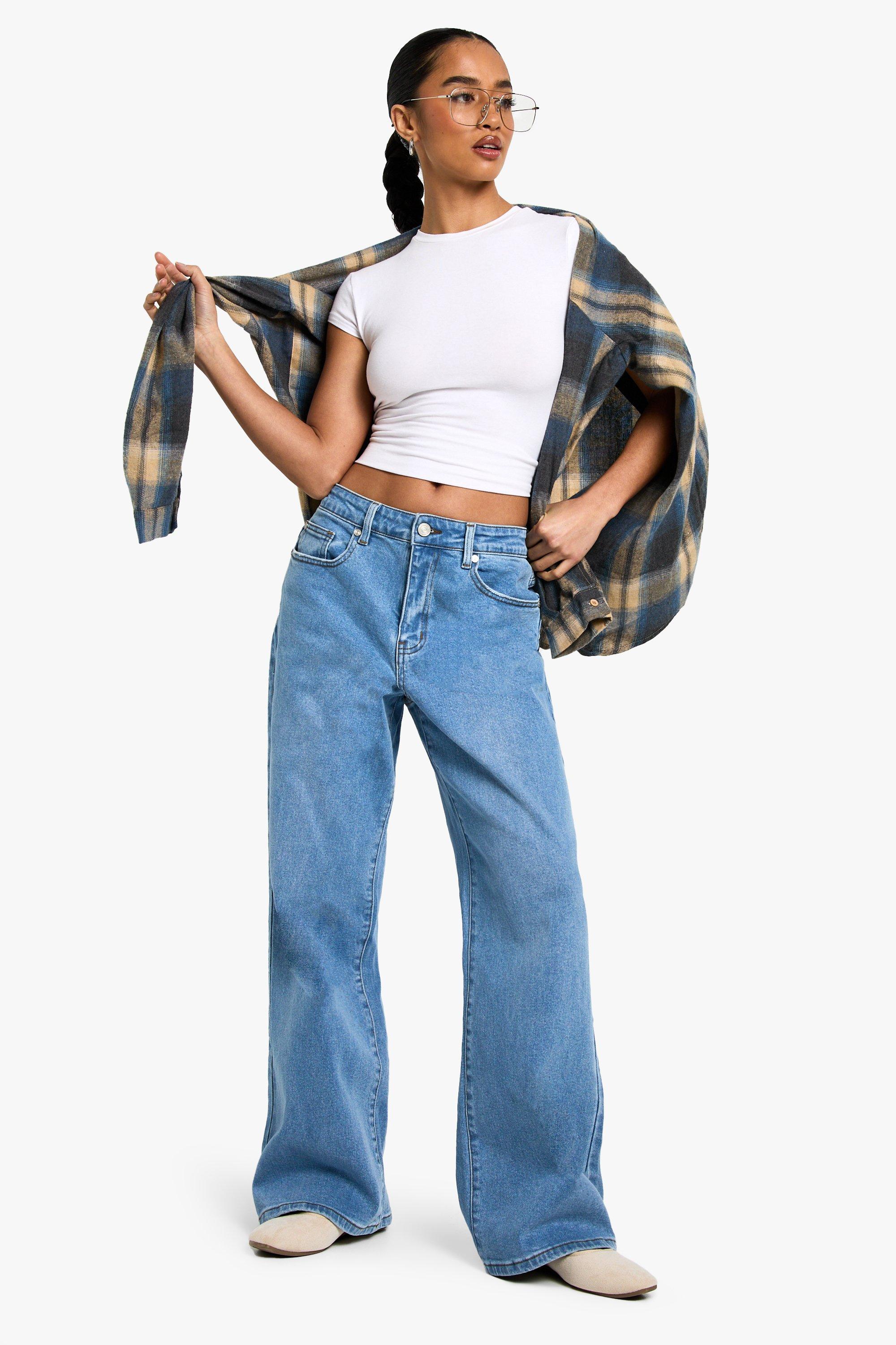 Boohoo The Petite Baggy Jeans Met Rechte Pijpen, Light Wash