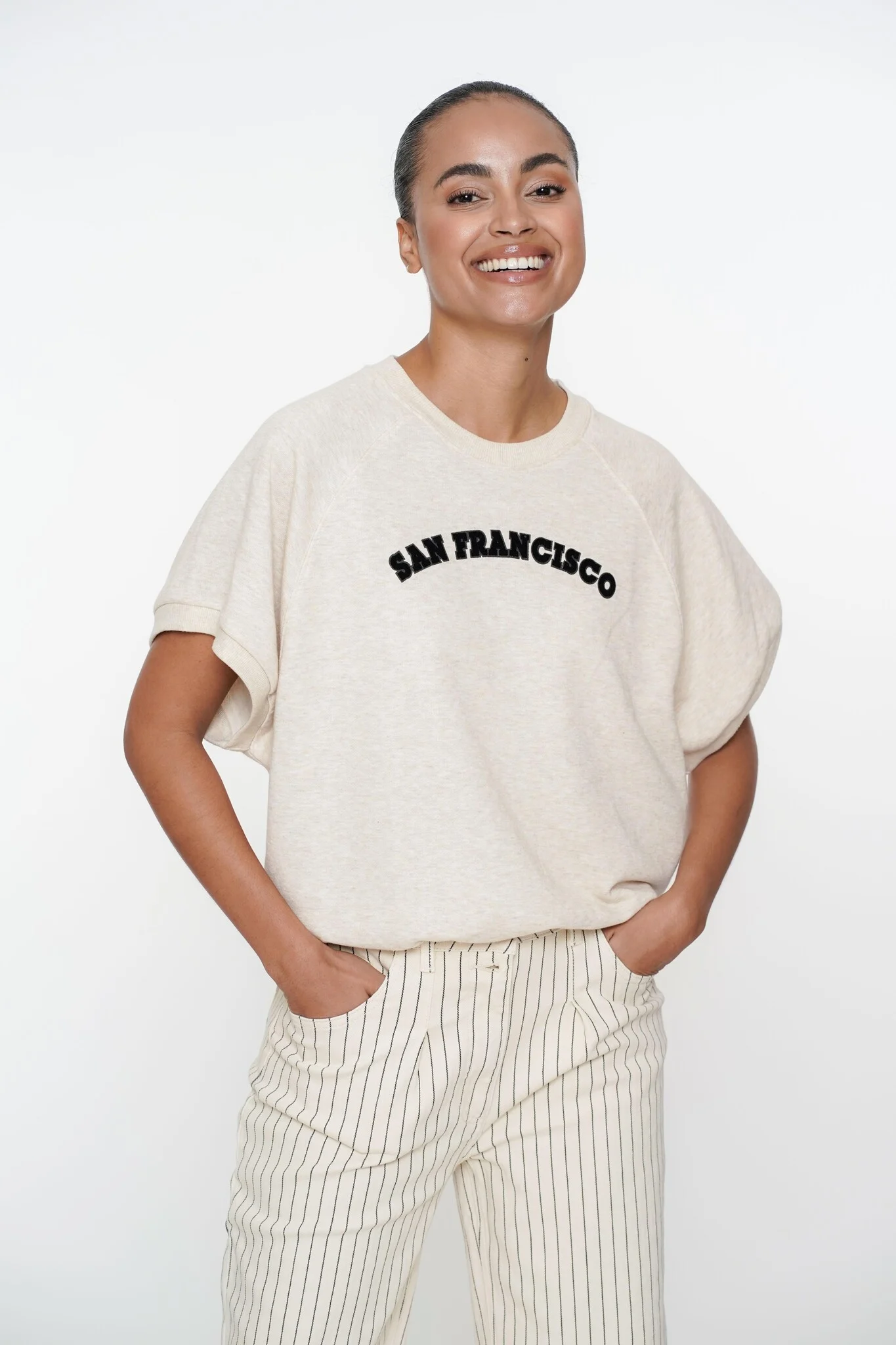 Geisha 52085-21 720 sweat short sleeves san francisco sand/black