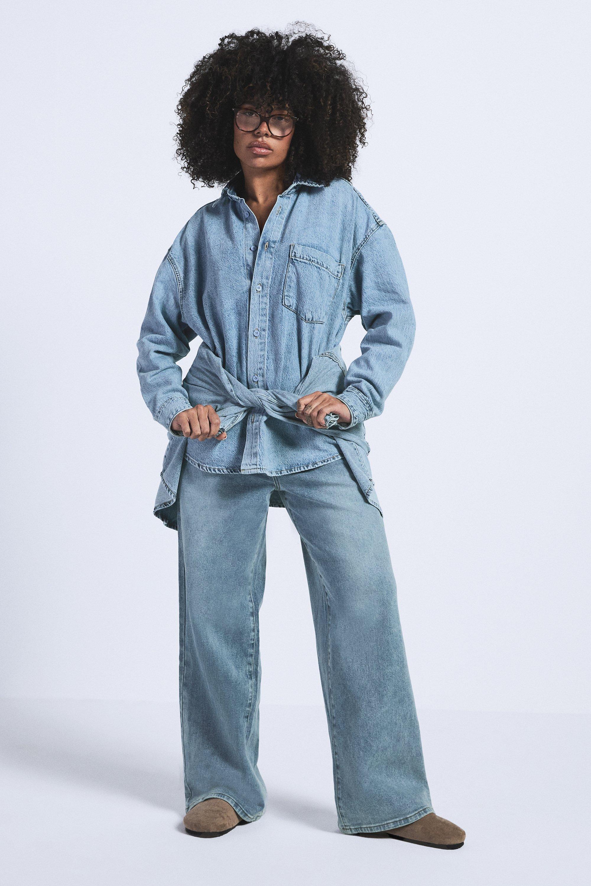 Boohoo Plus Wide Leg Jeans, Vintage Wash