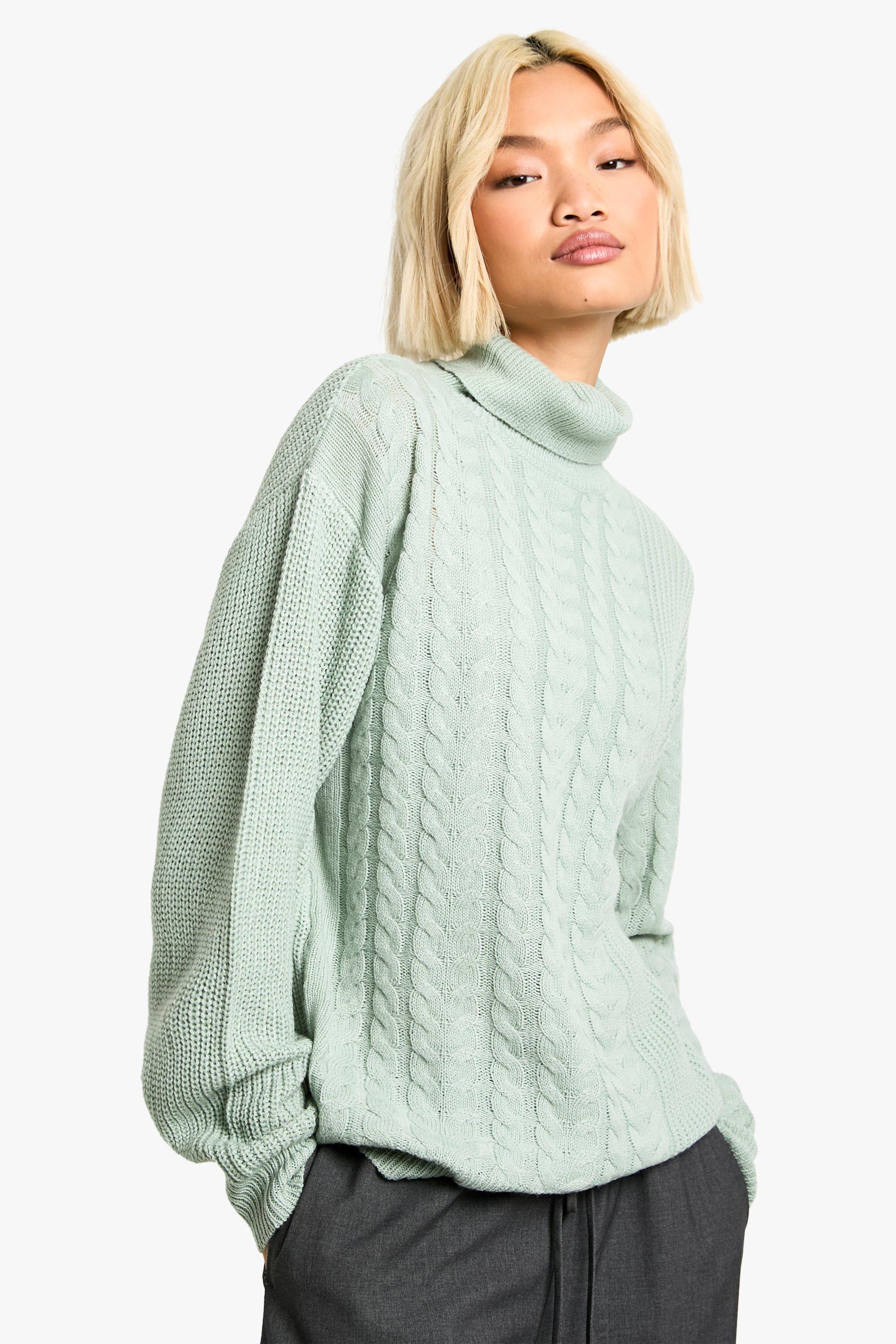 Boohoo Grof Gebreide Trui, Sage