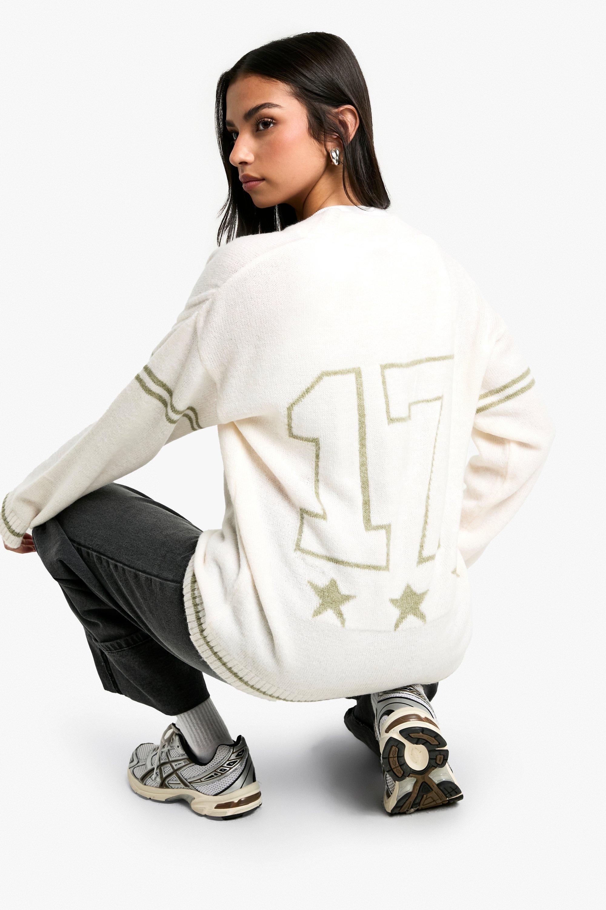 Boohoo Oversized Gebreide Boyfriend Cardigan, Cream