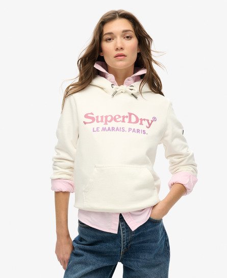 Superdry Vrouwen Metallic Venue Hoodie Crème