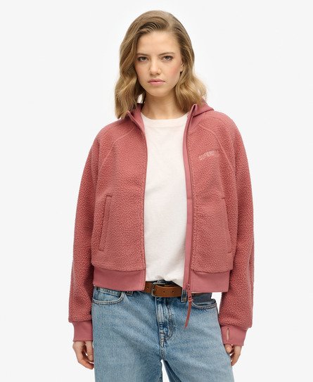 Superdry Vrouwen Active Tech Fleece Hoodie met Lange Rits Roze