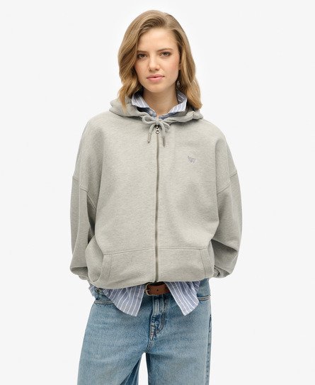 Superdry Vrouwen Studios Hoodie met Rits Grijs