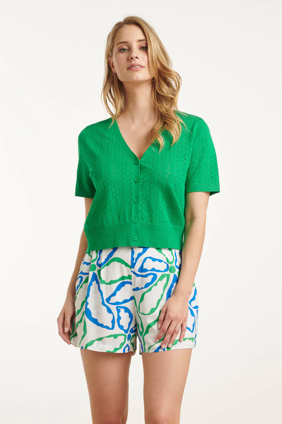Smashed Lemon 25104 fel groen gebreid kort vest