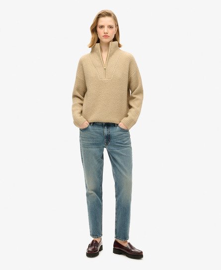Superdry Vrouwen Slimfit Jeans met Middelhoge Taille Donkerblauw