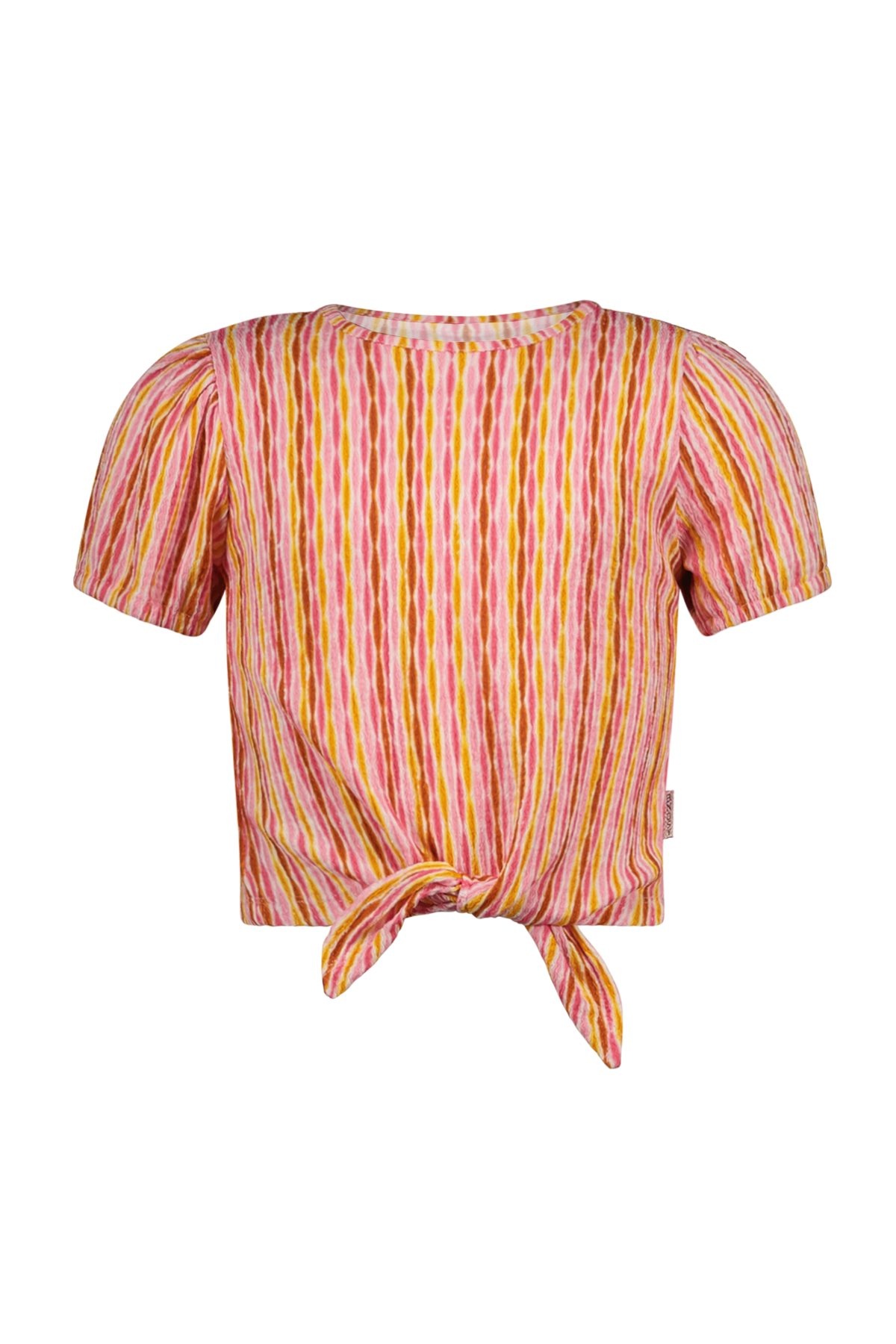 B.Nosy zomer top meisjes - roze/geel AOP - knoop - Bobbi