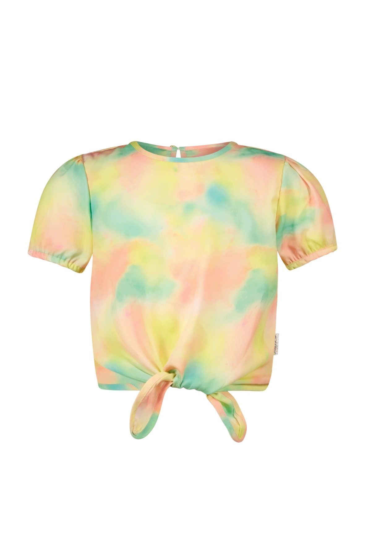 B.Nosy zomer top meisjes - roze/geel/groen AOP - knoop - Bonny
