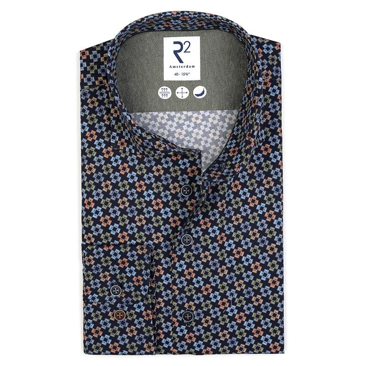 R2 Amsterdam Overhemd 126.WSP.042 blauw