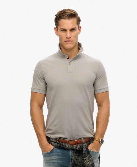 Superdry Mannen City Piqué Poloshirt Lichtgrijs