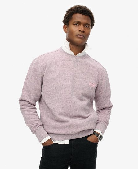 Superdry Mannen Overgeverfd Marl Sweatshirt met Ronde Hals Roze
