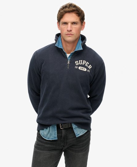 Superdry Mannen Athletic Essentials Sweatshirt met Halve Rits Blauw