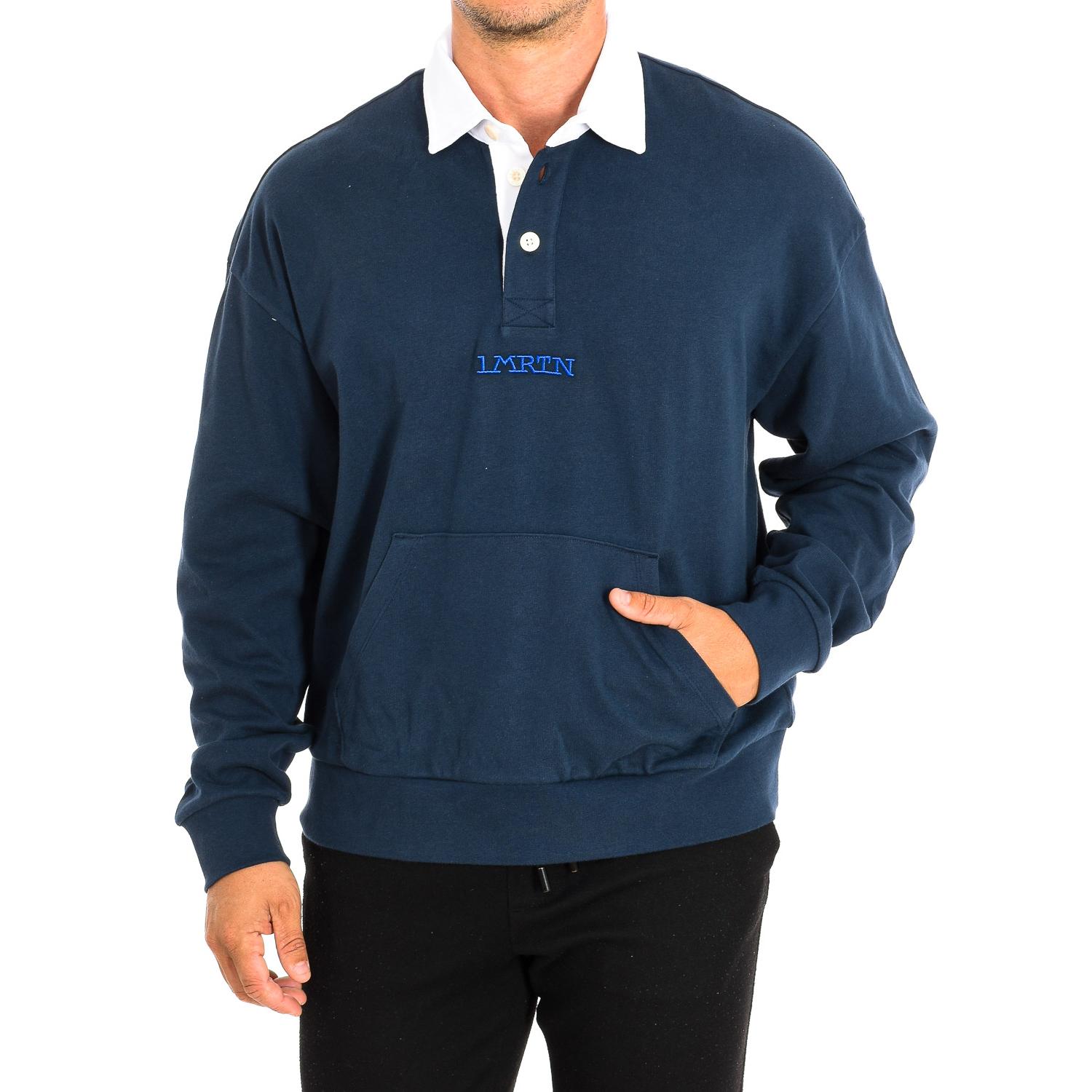LA MARTINA Heren poloshirt met lange mouwen TMF002-JS305 L blauw