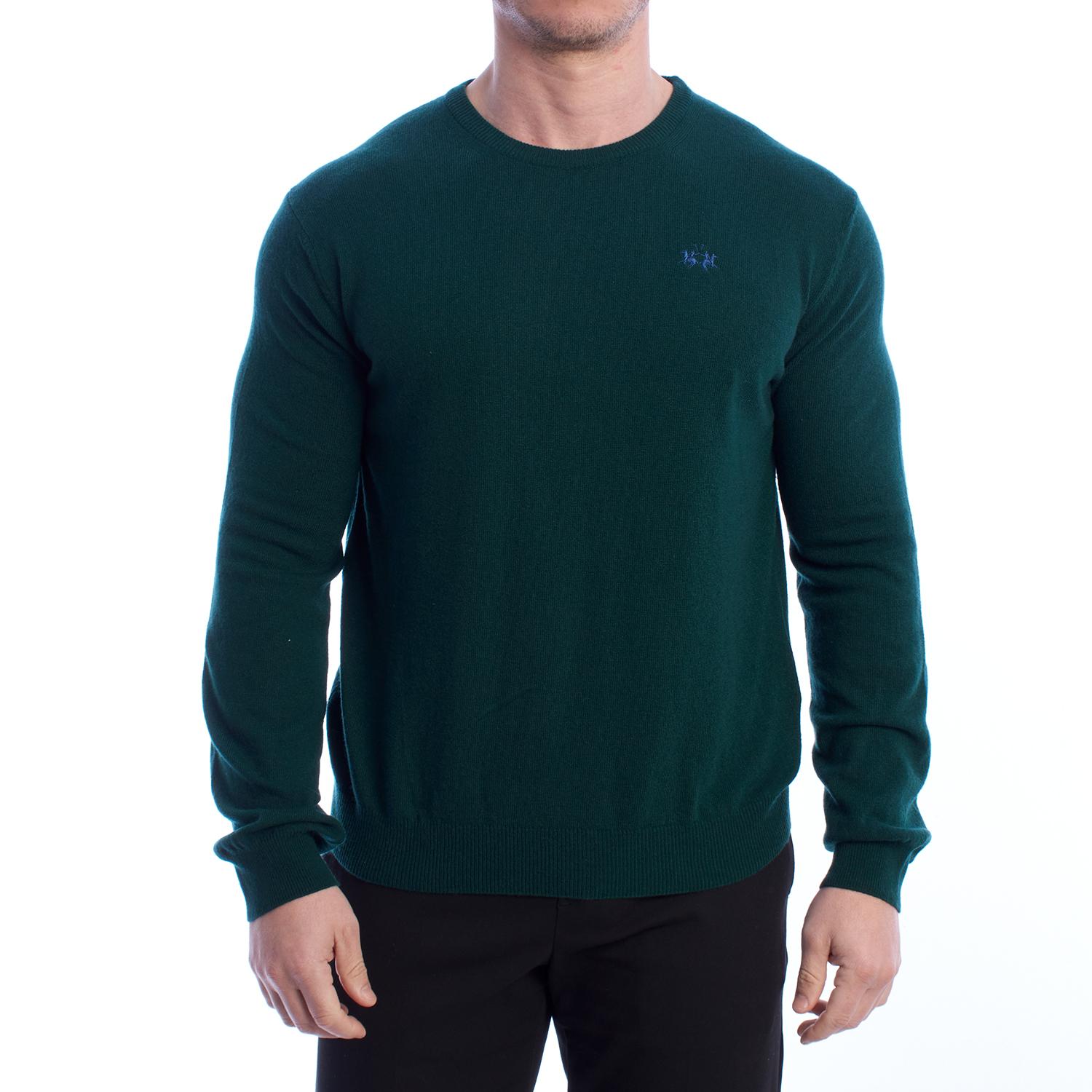LA MARTINA Heren trui met ronde hals van wol XMS004-YW084 M groen