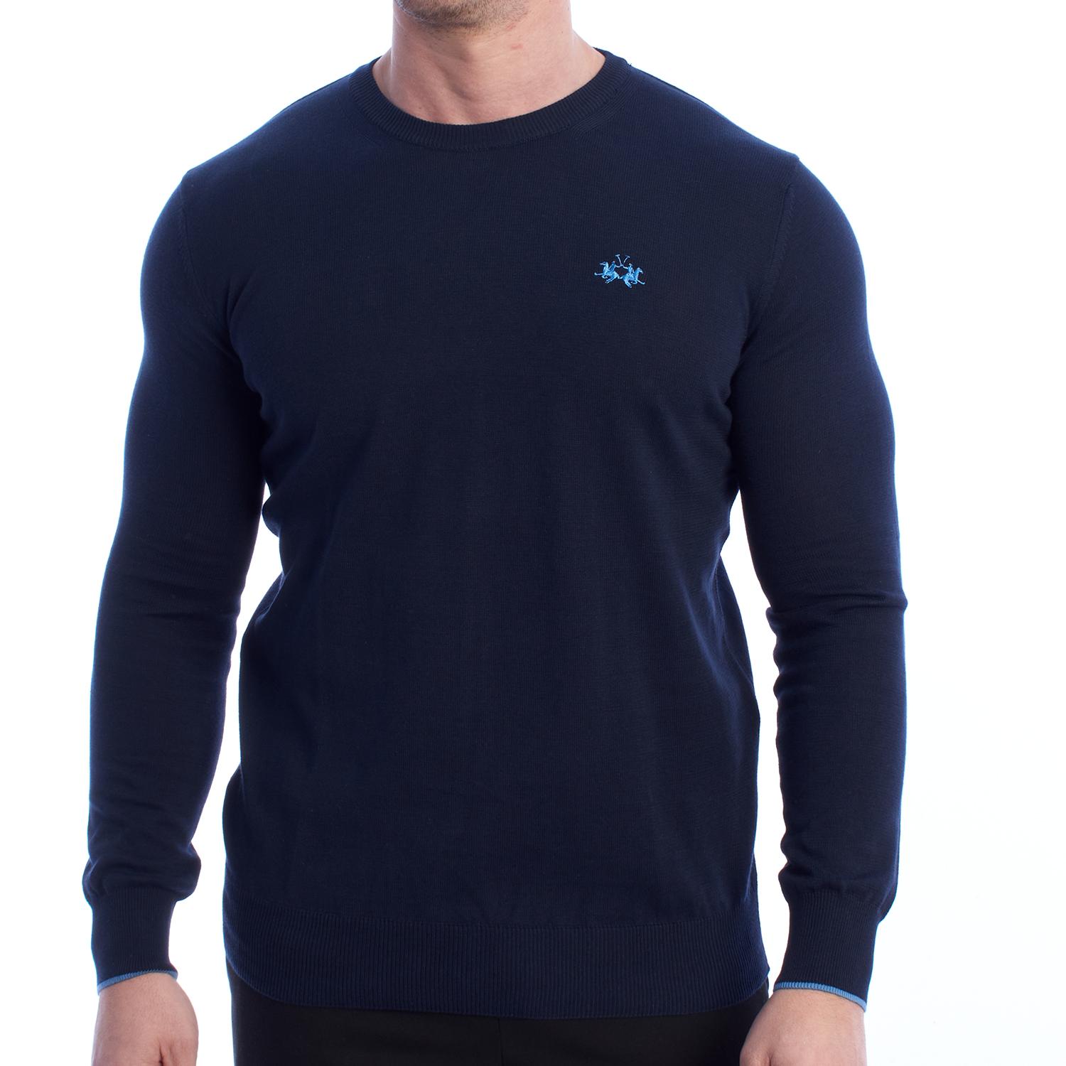 LA MARTINA Heren Regular Fit Crew Neck Sweater YMS010-XC008 3XL blauw