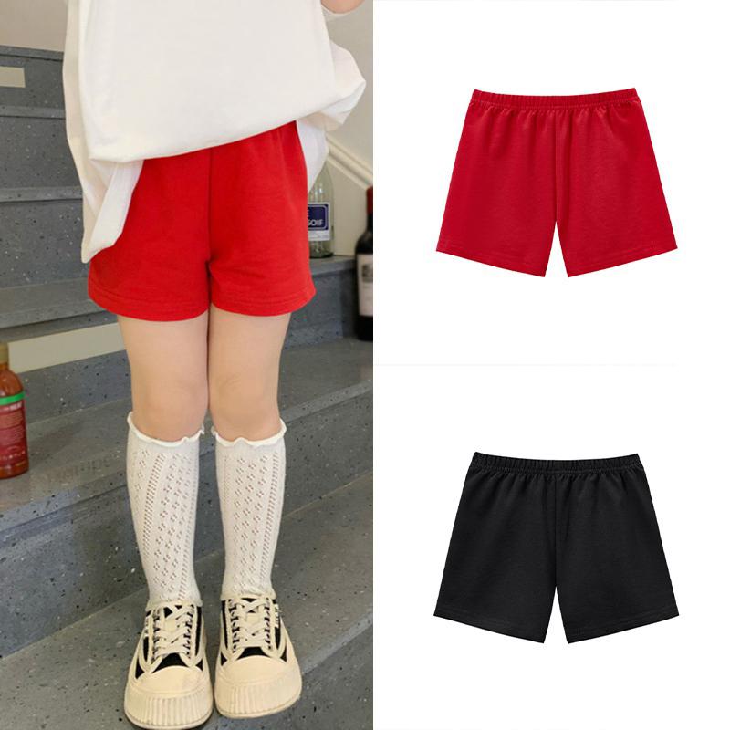 BOOSKU Kinderen Meisjes Zomer Effen Kleur Shorts Broek Peuter Elastische Taille Losse Casual Katoenen Sportkleding Strand Korte Kinderen 3-8T 13