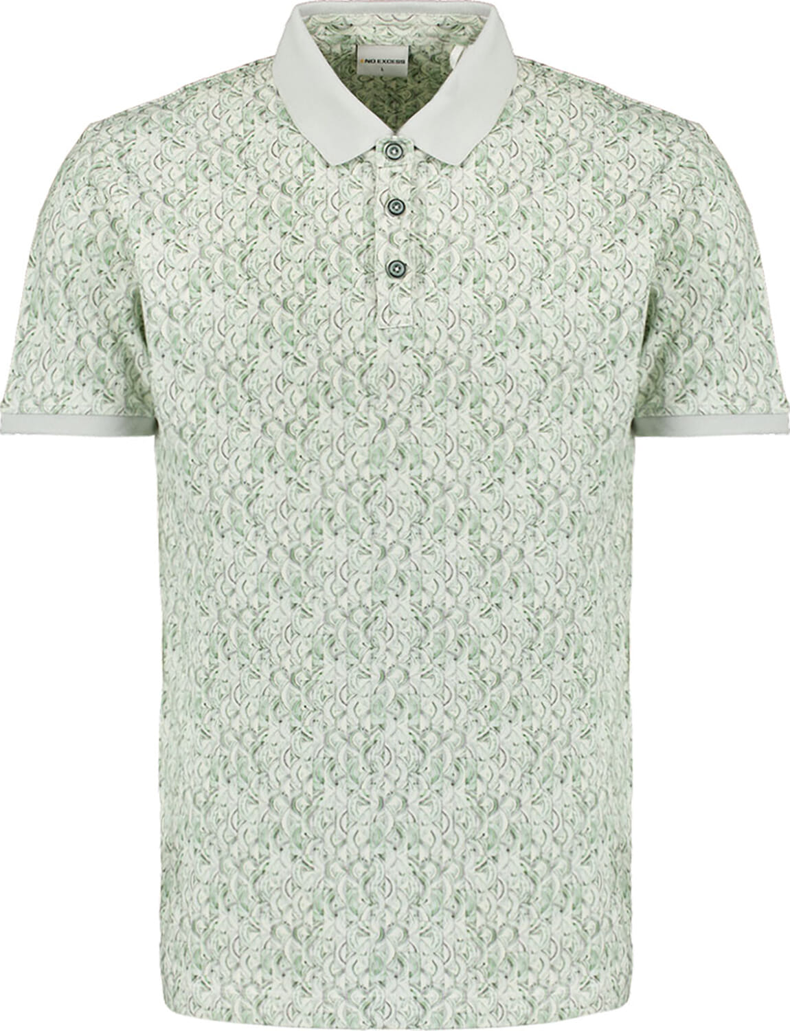 No Excess Polo Pique Allover Printed Groen heren