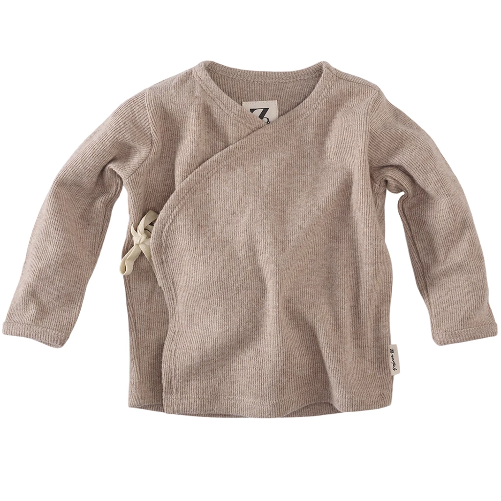Z8-collectie Overslag longsleeve rib Njord (beige melange)
