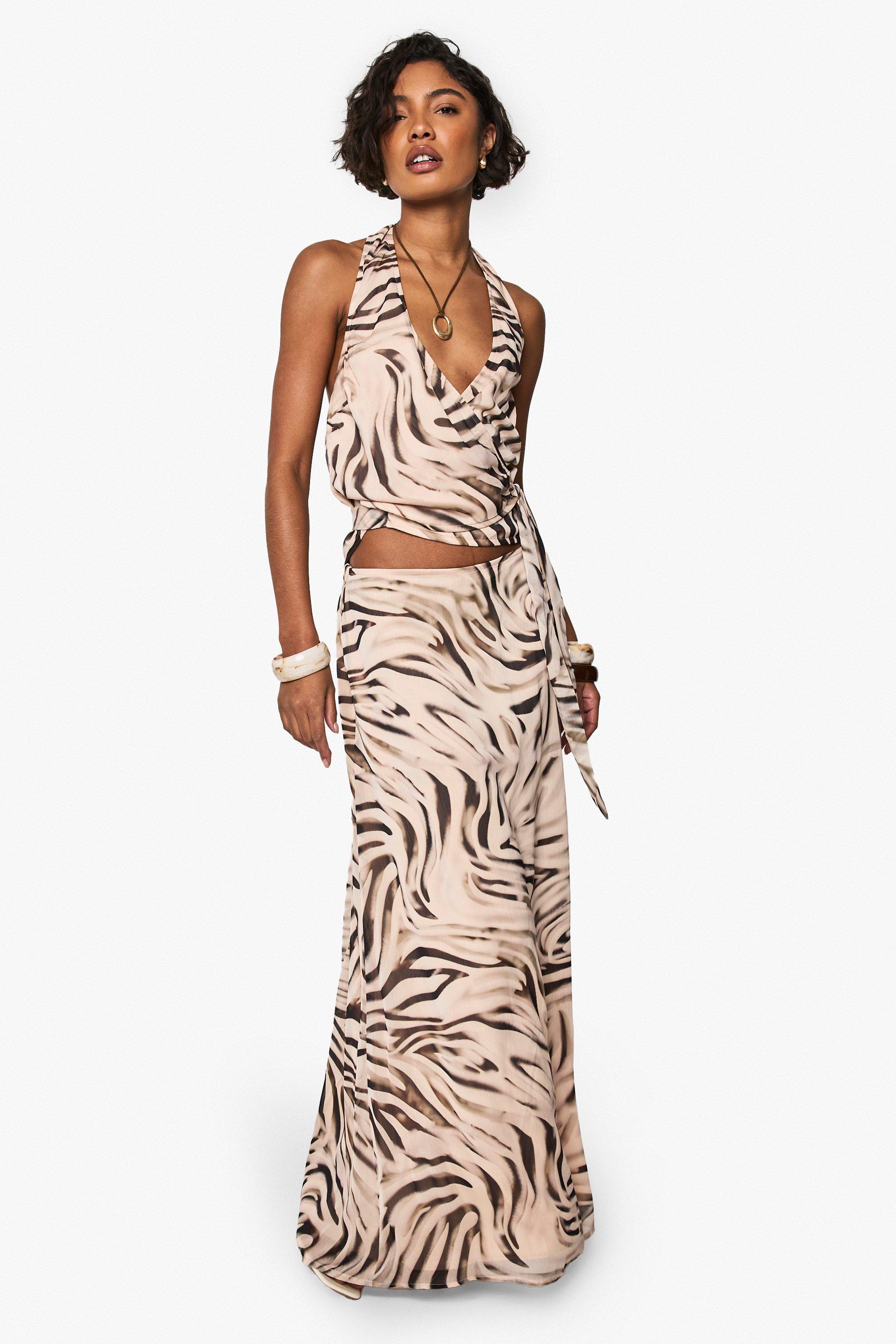 Boohoo Tall Dierenprint Maxi Rok, Animal