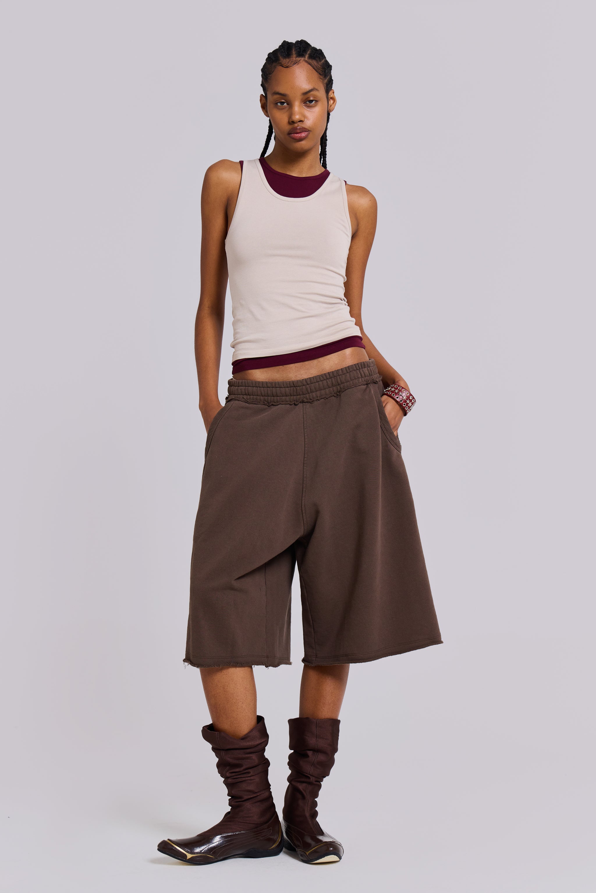Jaded London Chocolate Brown Monster Jogger Shorts