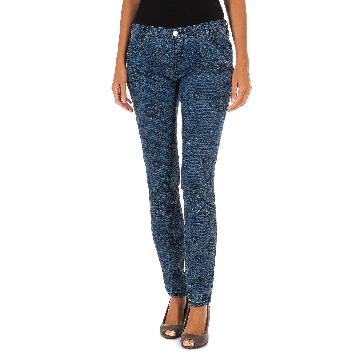 MET Lange bedrukte stretch denim broek 10DB50210 voor dames 24-USA blauw