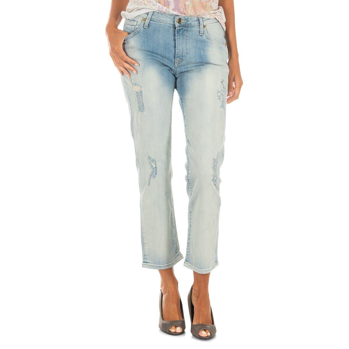 Dames jeans met lange rechte pijpen 10DBF0231 24-USA blauw
