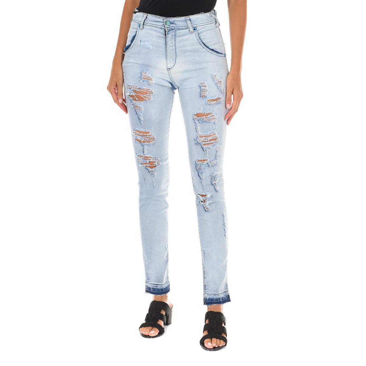 Dames lange jeans met versleten en gescheurd effect 10DBF0803 27-USA blauw