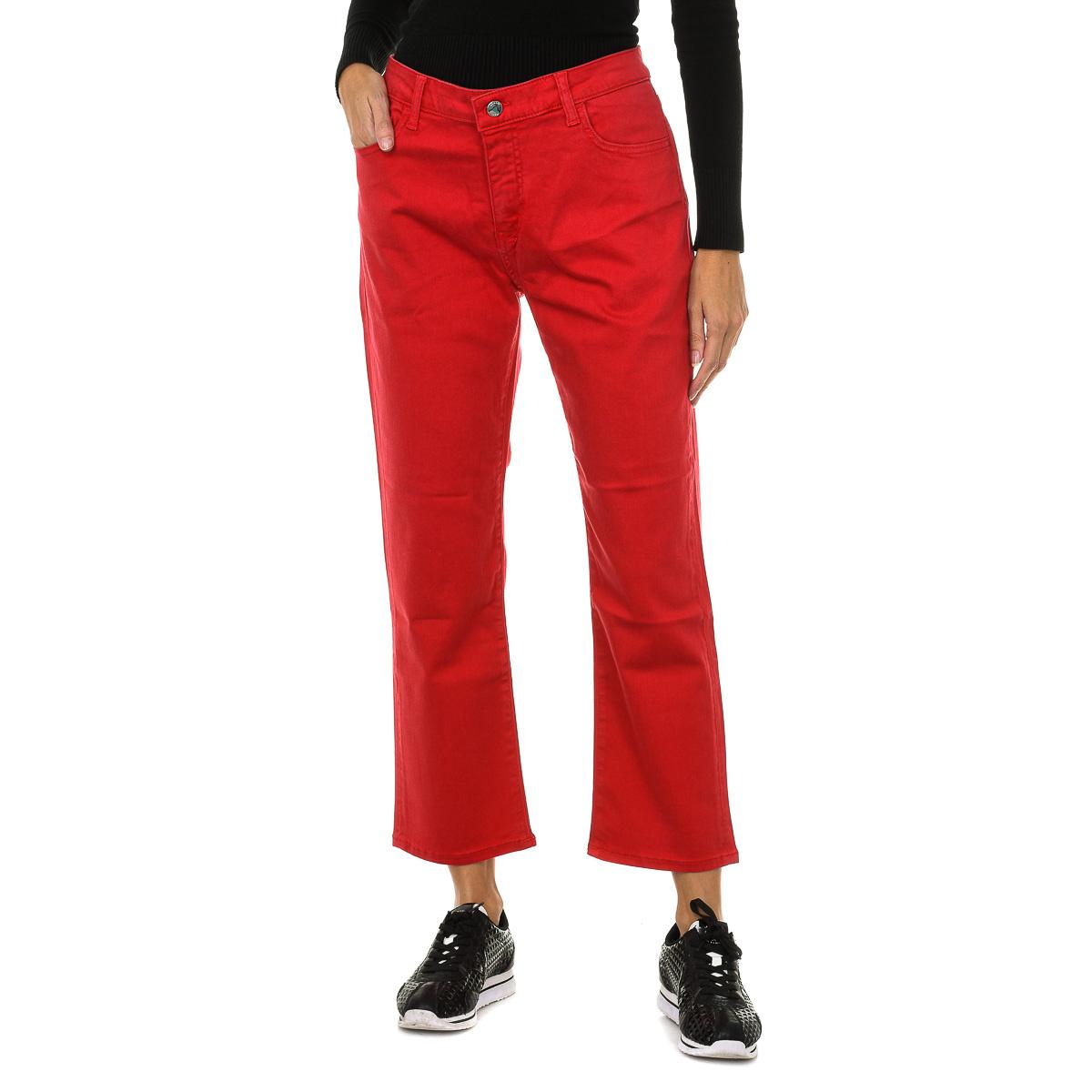 Armani Jeans Dames Stretch Denim Lange Broek 3Y5J10-5D1RZ 27-USA rood