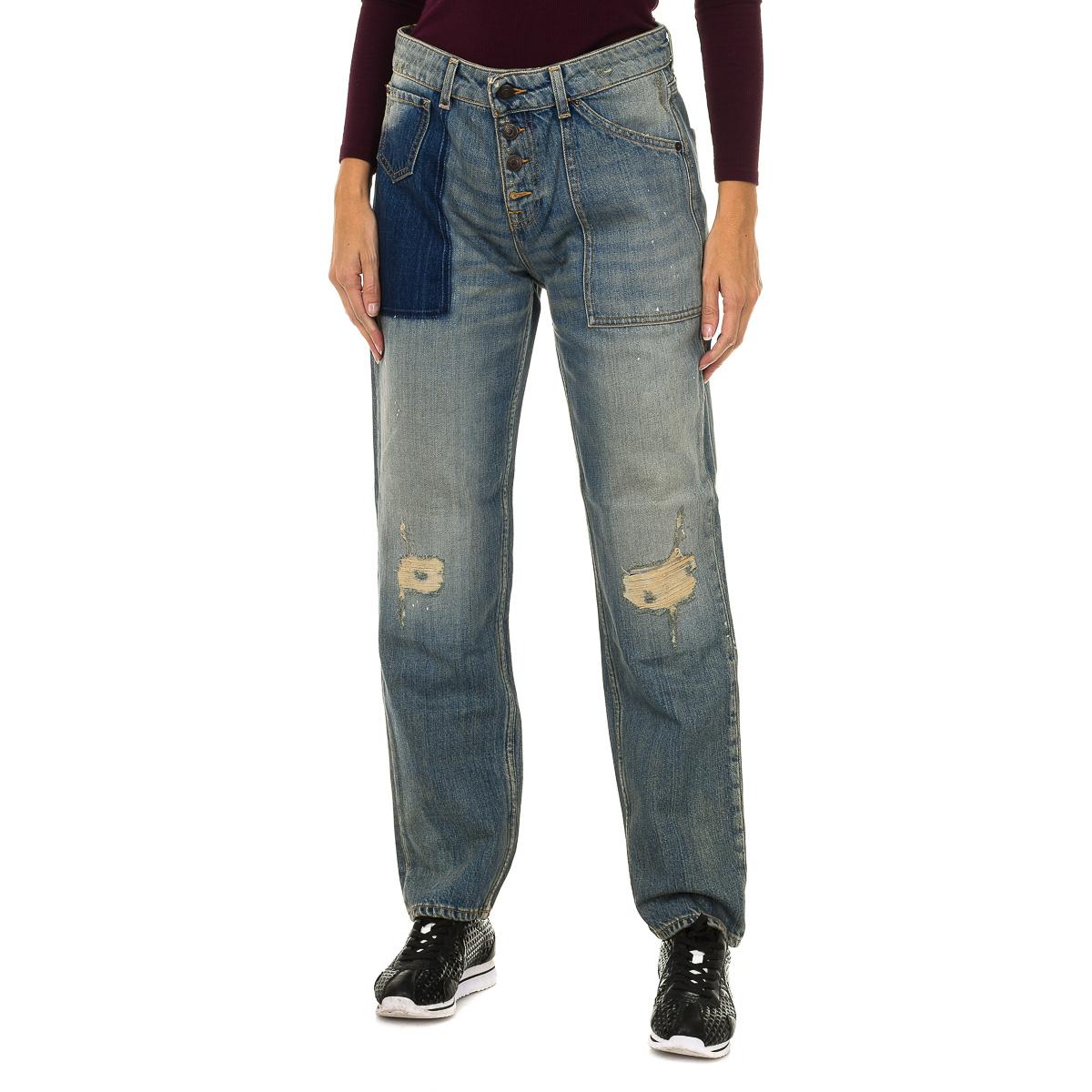 Armani Jeans Dames distressed en gescheurde denim lange broek 6Y5J13-5D2YZ 27-USA blauw