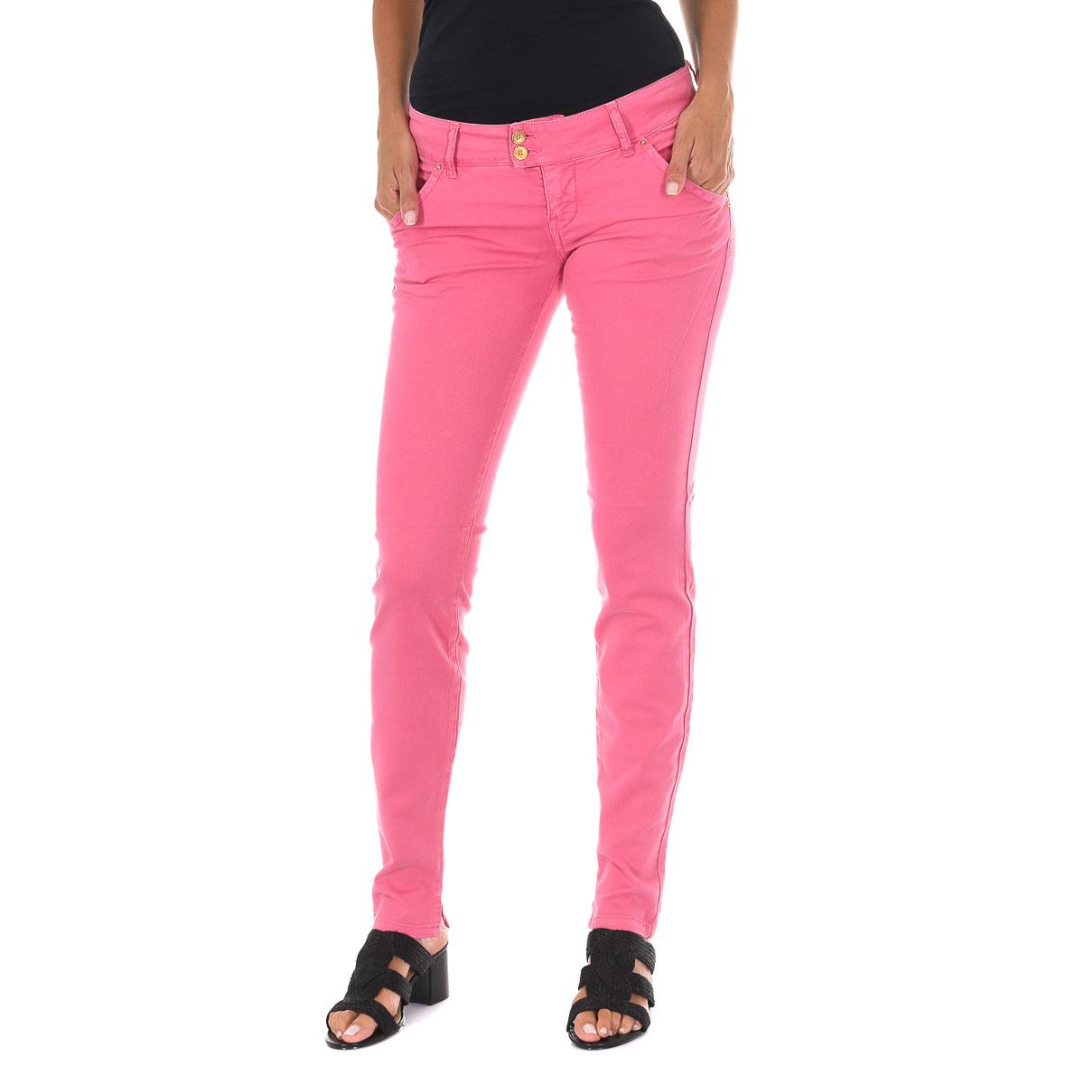 Dames lange jeans met slim fit zomen 70DBF0361-G131 24-USA roze