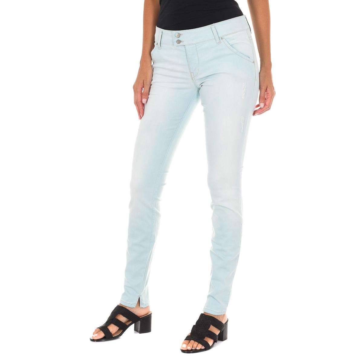 MET Dames distressed stretch denim broek 70DBF0552-G194 24-USA blauw