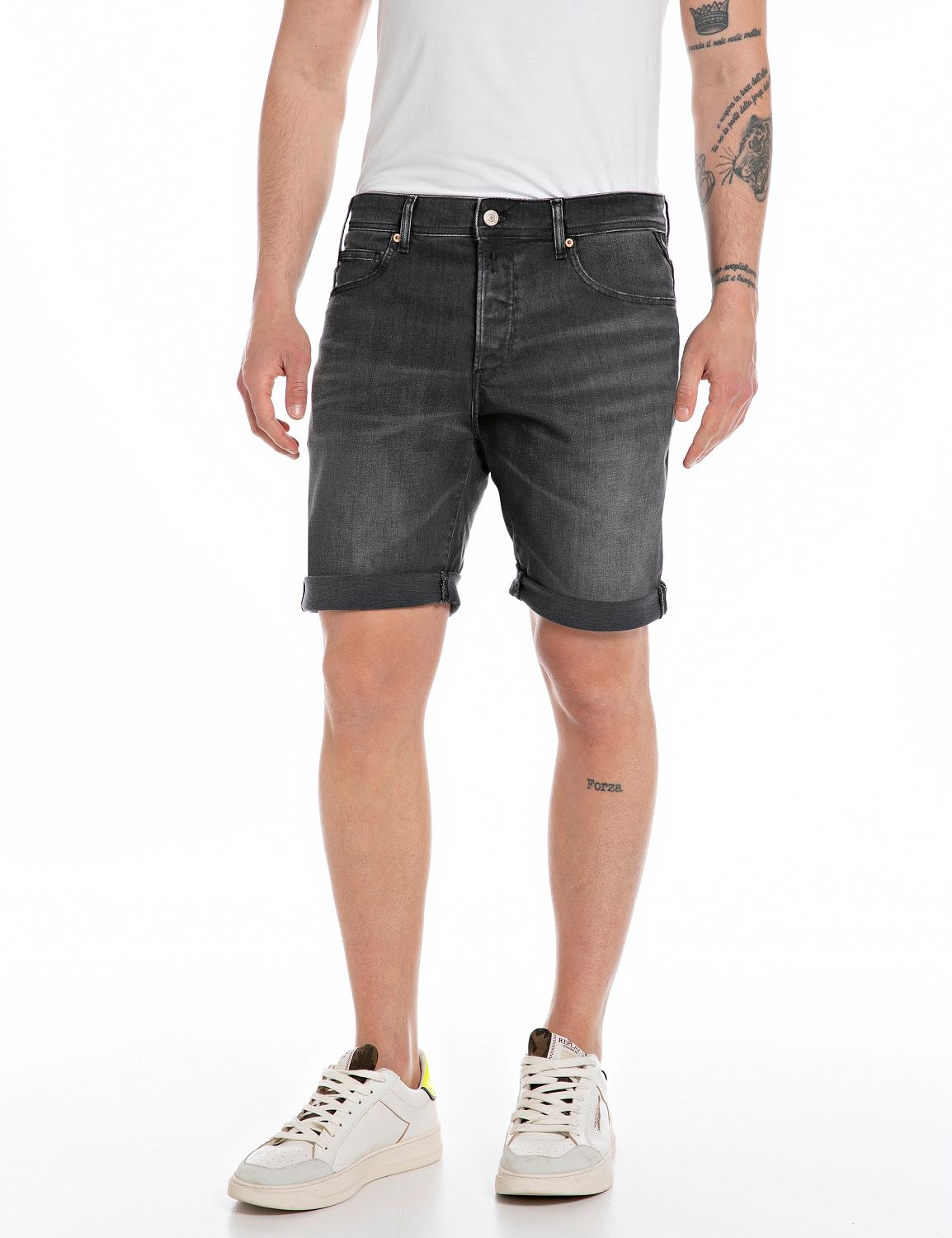 Replay Jeans Short Tapered Fit BLACK DELAVÈ 