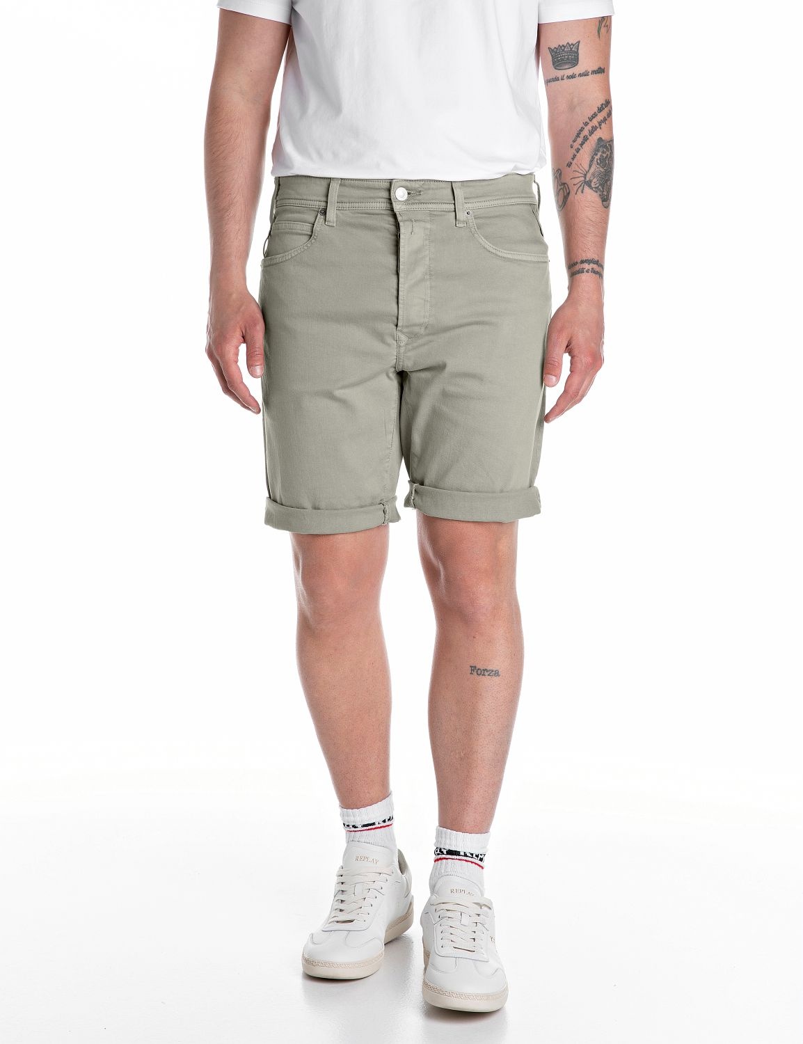 Replay Jeans Short Tapered Fit LIGHT SAGE GREEN 