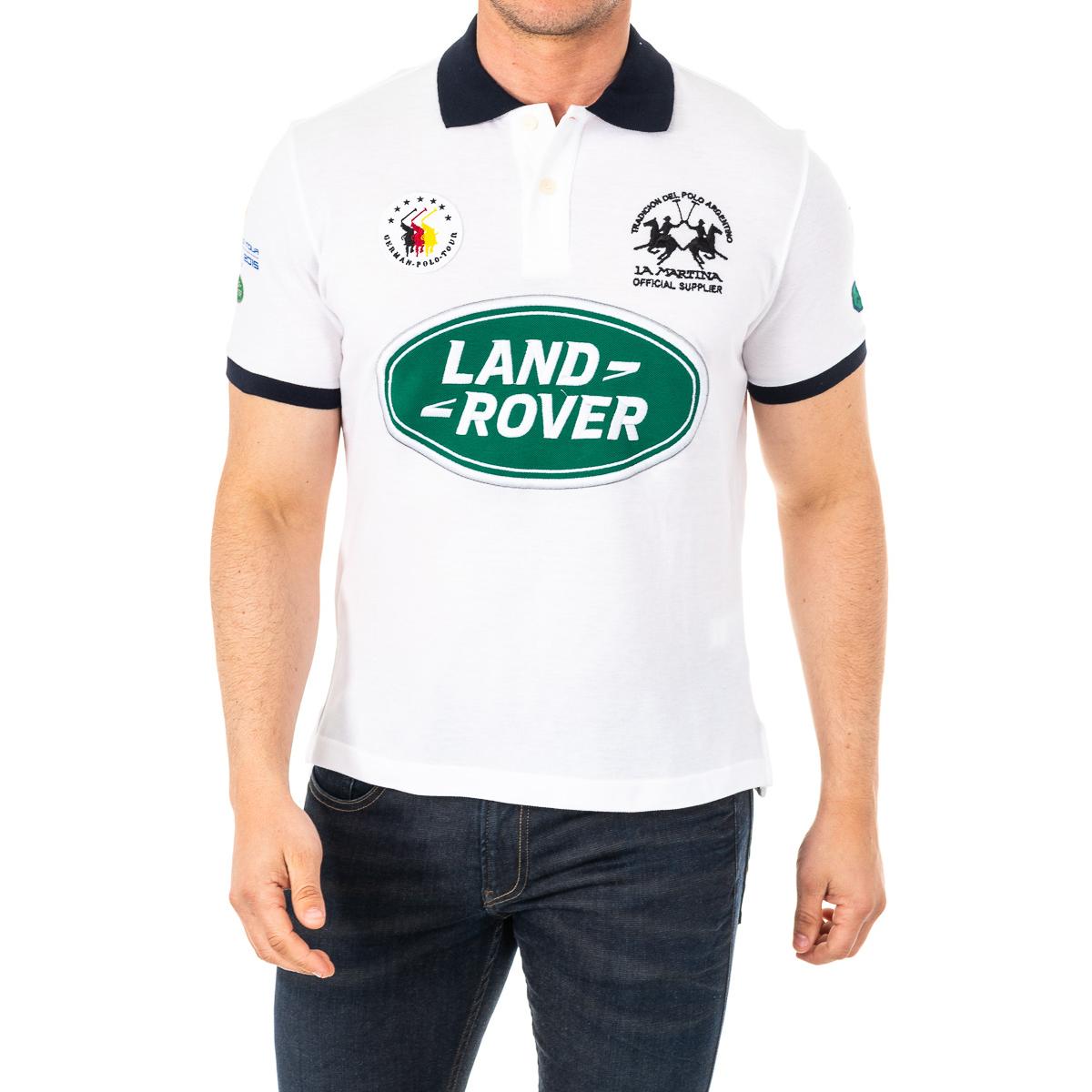 LA MARTINA Heren poloshirt met korte mouwen en contrasterende reverskraag 2MPD19 S wit