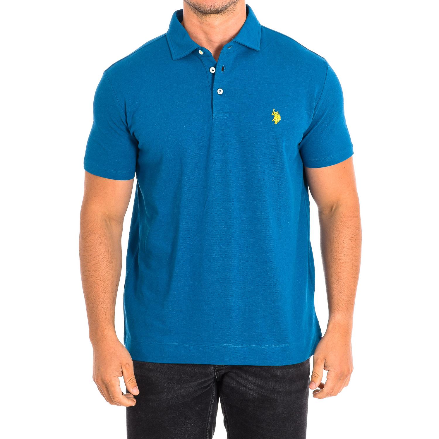 U.S. Polo Assn. ART Heren Poloshirt met Korte Mouwen en Contrasterende Reverskraag 61462 S turquoise