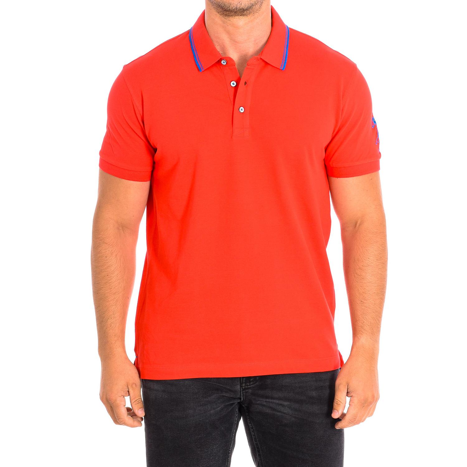 U.S. Polo Assn. BUST Heren Poloshirt met Korte Mouwen en Contrasterende Reverskraag 61677 M rood