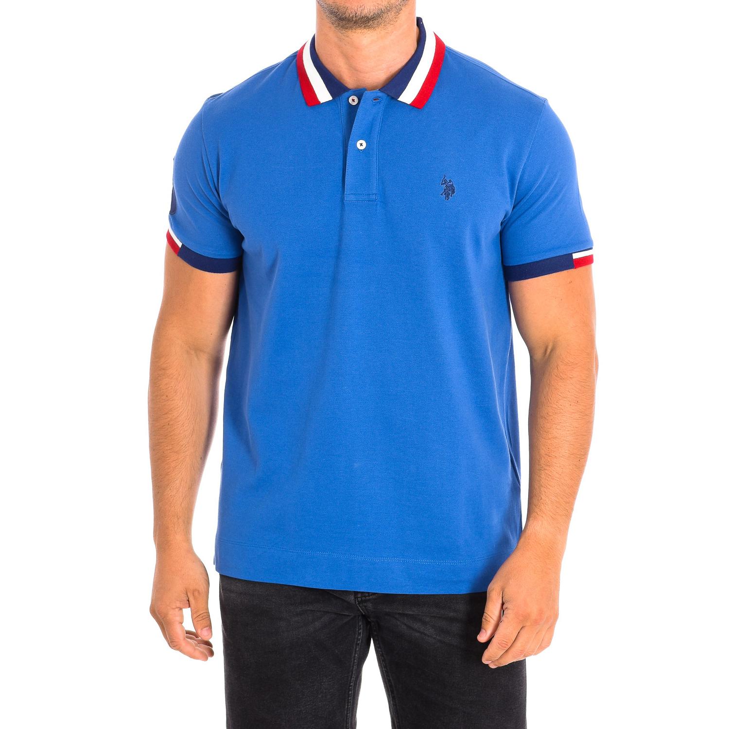U.S. Polo Assn. PROSCH3D Heren Poloshirt met Korte Mouwen en Contrasterende Reverskraag 64775 S blauw