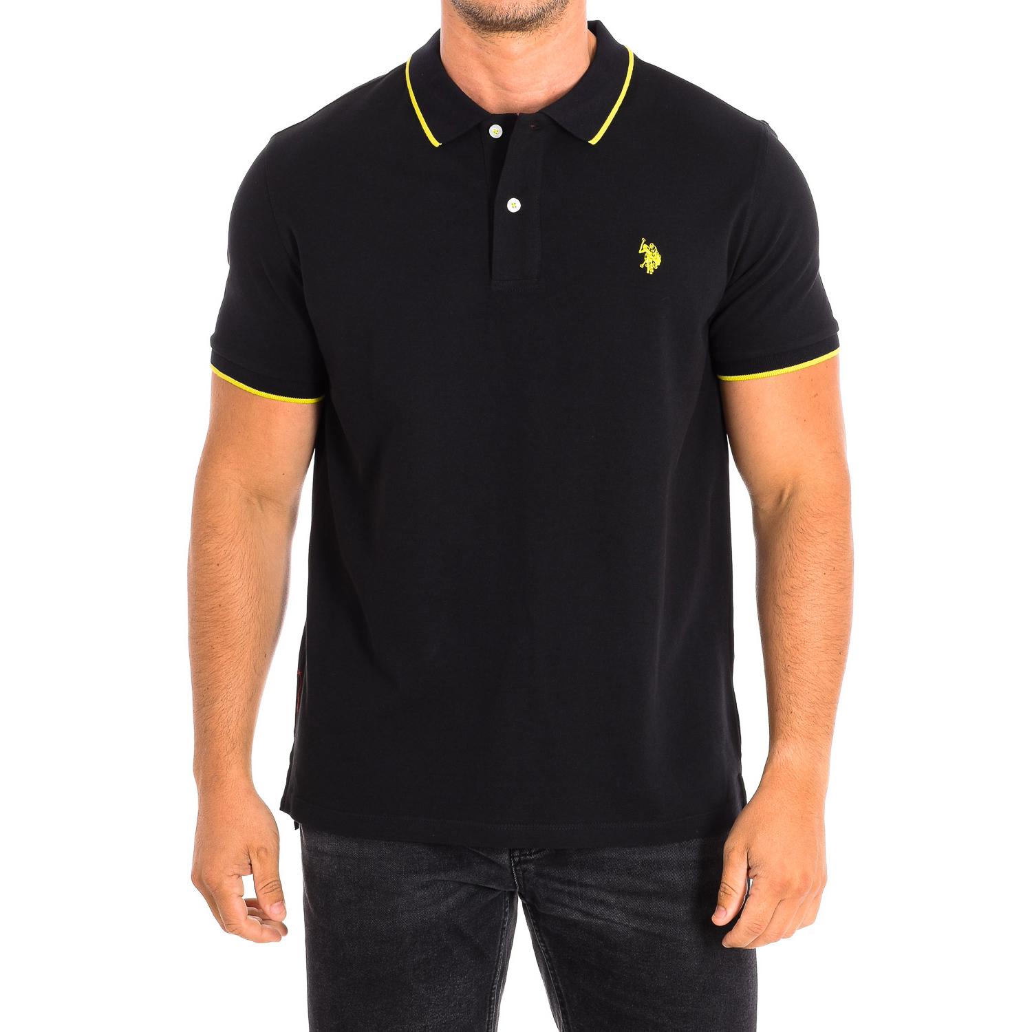 U.S. Polo Assn. KORY Heren Poloshirt met Korte Mouwen en Contrasterende Reverskraag 64782 M zwart