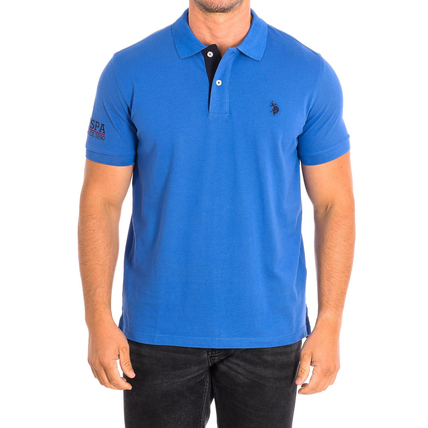 U.S. Polo Assn. FOST Heren Poloshirt met Korte Mouwen en Contrasterende Reverskraag 64783 M blauw