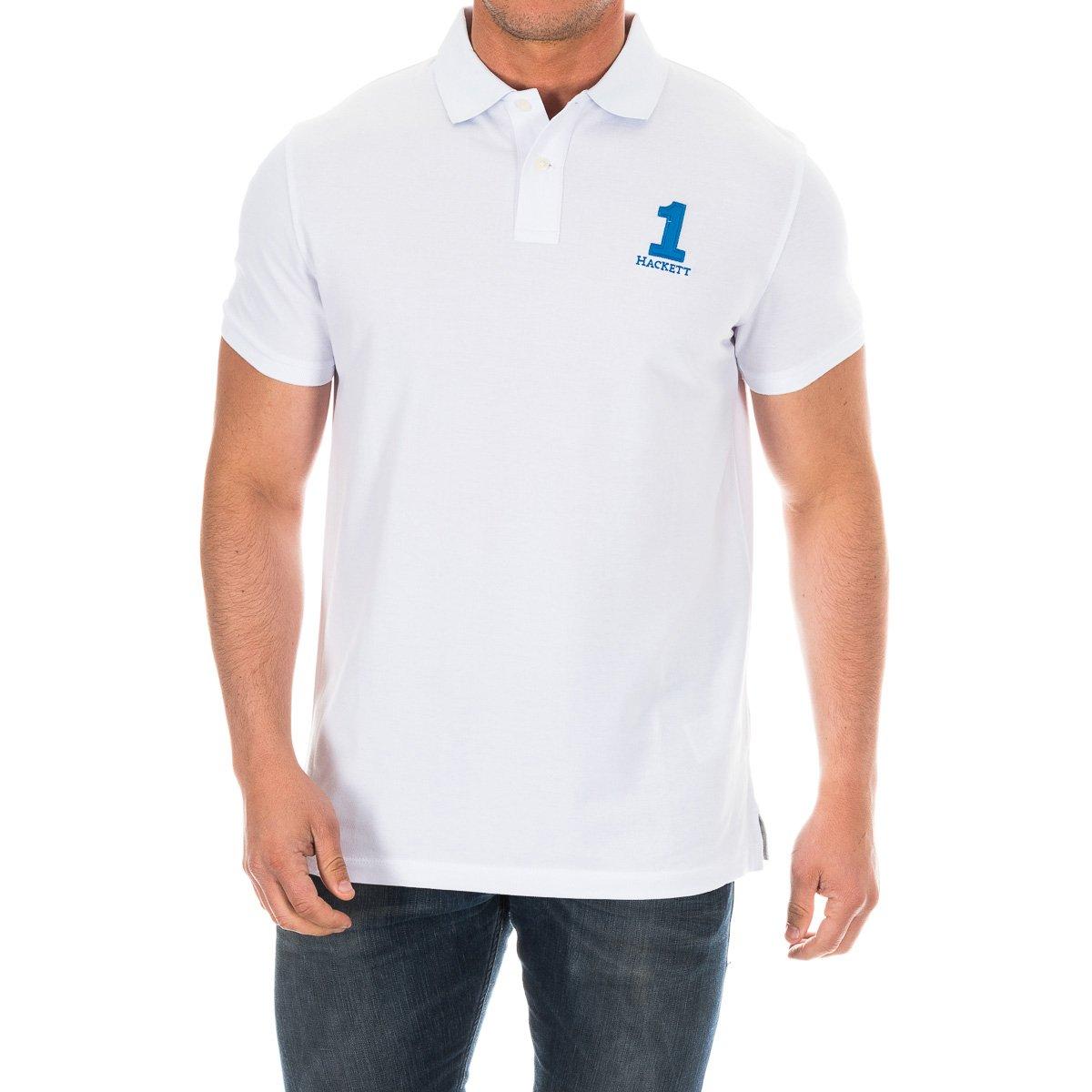Hackett London Heren poloshirt met korte mouwen en reverskraag HM561791 XS wit
