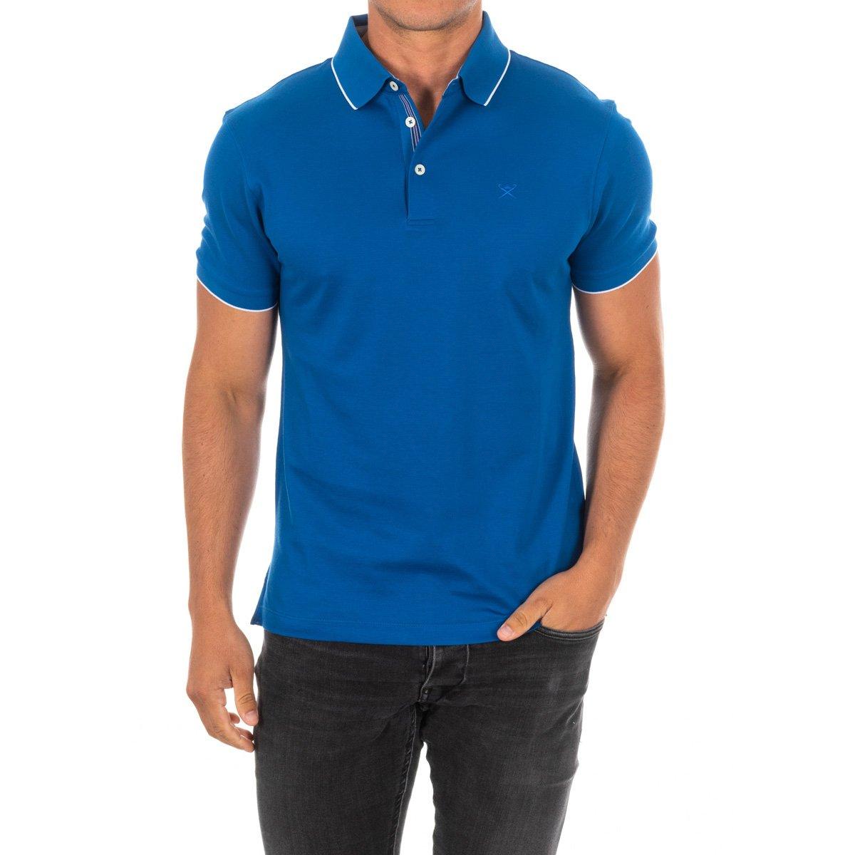 Hackett London Heren poloshirt met korte mouwen en reverskraag HM561801 XS blauw