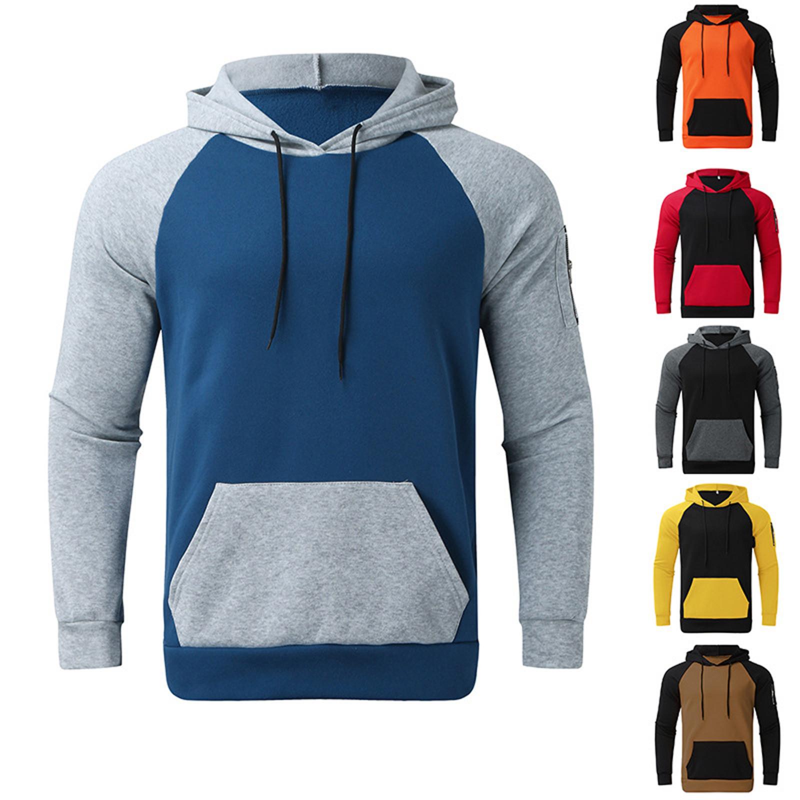 Ren Bag Herfst- en winterherensweater met capuchon Herensweater met lange mouwen L blauw
